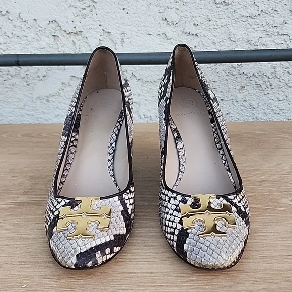 TORY BURCH Astoria Snakeskin Print Wedge Shoe 6 - Picture 2 of 13